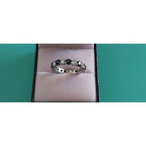 Stunning 3 Ct. Round Lab Created Blue & White Sapphire Eternity Band Ring Sz 8